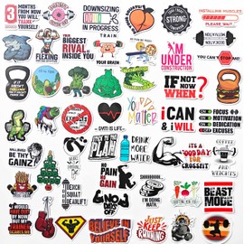 50Pcs Joke Gym Decals Fitness Motivational Sticker Kettle Bell Weightlifting Athlete Buff Man Muscle Exercise Quote Stickers
