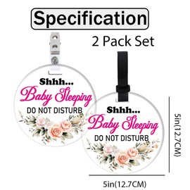 FREEBLOSS 2 Pack Please Do Not Touch or Kiss Baby Sign Floral Stroller Sign No Touching Baby Sign for Car Seat Baby Stroller Tag with Hanging Straps and Clips for Newborn