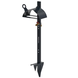 idyllictime Garden Hose Holder Freestanding for Outside With Tool Storage Heavy Duty 2MM Carbon Steel (Deep Grey, carbon steel)