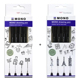 Tombow Fineliner MONO Drawing Pen Set Bundle, Pigment Ink, Water and Light Resistant, for Sketching, Illustrating and Drawing, Black, Set of 8
