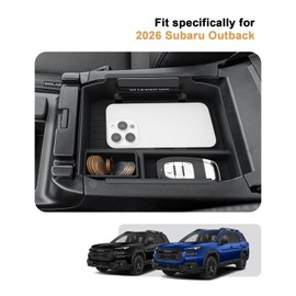 Center Console Organizer For 2026 Subaru Outback - Armrest Box Storage Tray With Removable Coin Holder - Compatible with 2026 Outback Accessories Armrest Organizer Solid ABS with Anti-Slip Mat