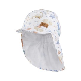 Sterntaler Peaked Cap Neck Saurier – Boys Hat Made of Cotton – UV Protection 50+ Summer Hat with Neck Protection – Sun Hat with Batiste Lining (Organic) – Baby and Children's Headpiece, White, 49