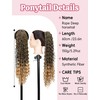 Hairpiece with Elastic Band, Long Curly Wave Ponytail Wigs, 60