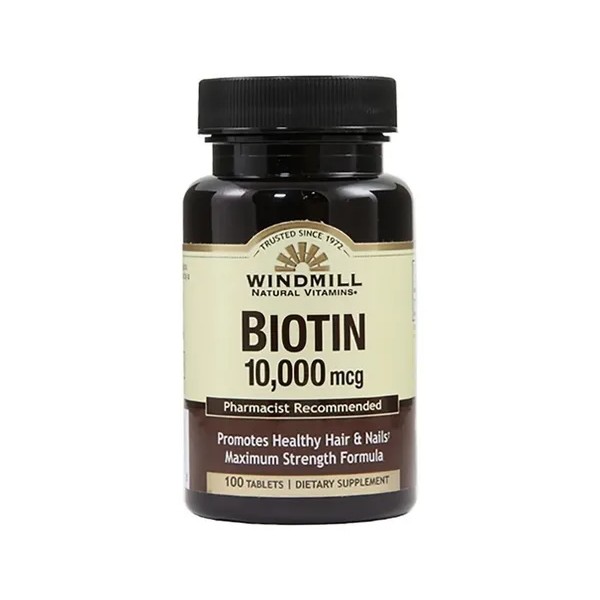 Biotina 10,000mcg Windmill Biotin 100 Tabletas Biotina