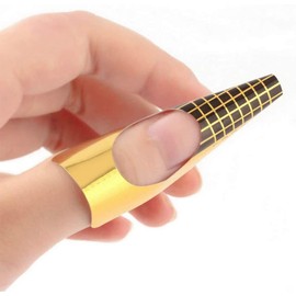 1 Rolle (500 Stück) Nagel Schablonen -Selbstklebende Nagelschablonen Verlängerungsfolie -Modellierschablonen Modellier für Nailart Gel-Nägel künstliche Nagel-Verlängerung (Gold)