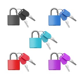 5Pack Suitcase Locks with Keys, 23mm Small Luggage Padlocks Multicolor, Solid Brass Mini Padlocks for Suitcase, Luggage, Travel Bag, Backpack Zipper, Jewelry Box, Diary Books, Drawer, Toolbox