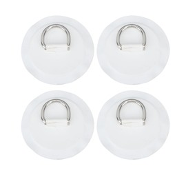 4PCS D Ring Patch PVC Round Shape Strong Stainless Steel D Ring Pad for Boat Raft Paddle Board White