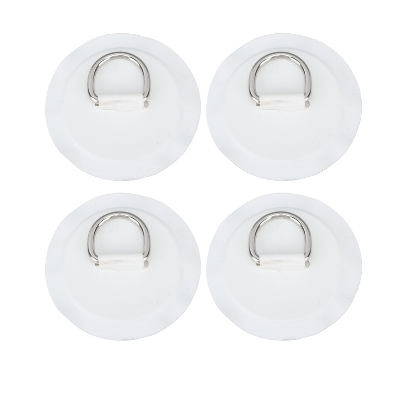 4PCS D Ring Patch PVC Round Shape Strong Stainless Steel