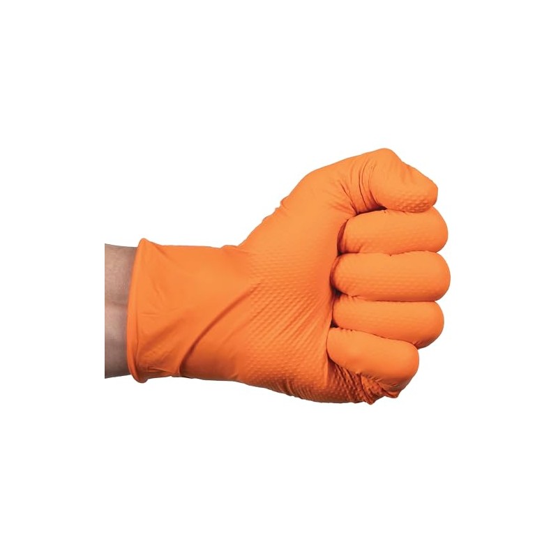 ForPro Professional Collection - Guantes desechables de nitrilo resistentes, naranja,