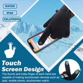 ehsbuy Winter Touchscreen Running Gloves Mens Warm Windproof Waterproof Anti-Slip Cycling Gloves Thermal Liner Gloves with Hook and Loop Closure Cuff for Biking,Hiking,MTB,Riding