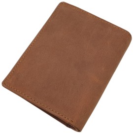 myledershop Genuine Buffalo Full Leather Farmer Wallet / Purse / Wallet in Portrait or Landscape Format with Tractor Motif and RFID & NFC Protection, Model 1 / Portrait / Cognac, Modern