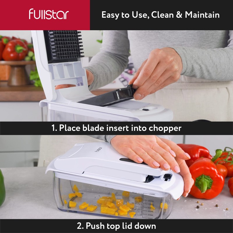 Fullstar Vegetable Chopper and Spiralizer - Food Chopper with Container,