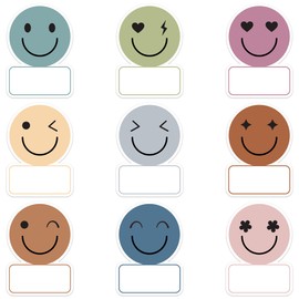 135 PCS Boho Smile Face Name Tags Stickers, Boho Face Name Labels Stickers Nameplates for Classroom Back to School Teacher Student Office Desk Cubby Cloth Locker Bulletin Board Decoration