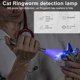 HUHKOUAE Wood's Lamp Portable,UV Black light for Pet Dog/Cat Care,cat Ringworm Detector, Pet Urine Detector, with Portable buckle and Magnetic back cover