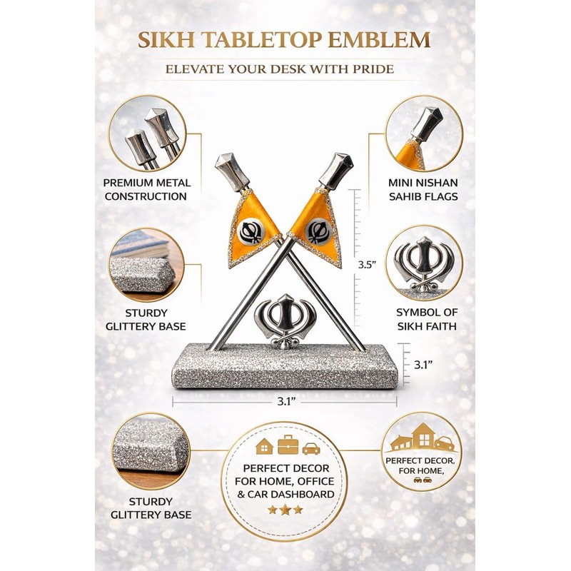 BEXCO Nishan Sahib Flag with Khanda Symbol – 4 Inch