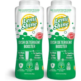 Lemi Shine Dish Detergent Booster, Hard Water Stain Remover, Multi-Use Citric Acid Cleaner 24 oz, Pack of 2