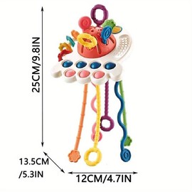 Baby Sensory Montessori Toy, Pull String Silicone Teething Toy, Travel Toy for 1 2 Year Old Boy Girl Infant Toddlers, Baby Stuff, Toddler Toys, Baby Play Essentials, Toys for Boys, Sensory Teether:_Royal Blue_1 count