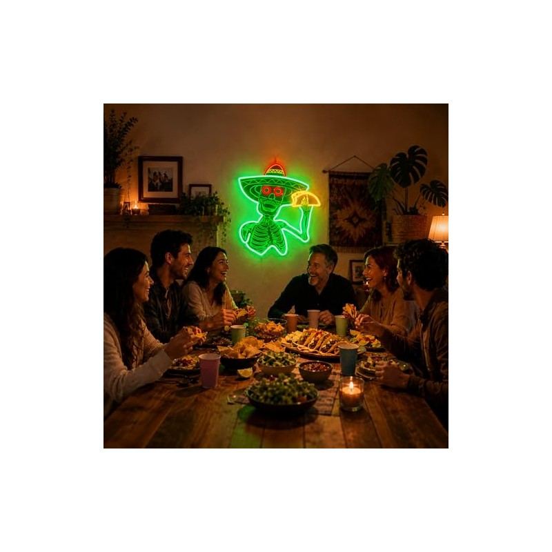Gdbkabf - Letrero de neón con calaveras de tacos, para