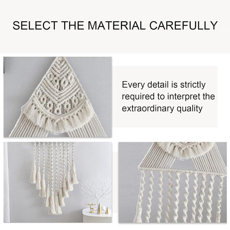 AIMALL Handmade Macrame Wall Hanging, Boho Triangle Dreamcatcher Tapestry, Cotton