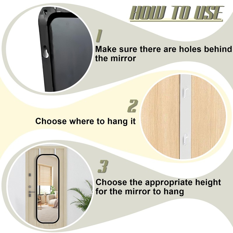 Dexspoeny Over-The-Door Mirror Hanger, Adjustable 13.6 in Door Mirror Hanger