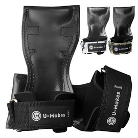 U-Makes Power Grip (Recommended by Bodybuilding Champions) Extreme, Muscle Training, Grip Assistance, Japanese Brand, Wide Thick Cushion, Anti-Slip, Storage Bag Included, Left & Right Set, Deadlift, Pull Up