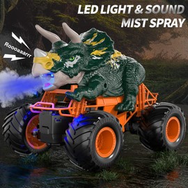 Bennol Remote Control Dinosaur Car for Boys Kids, 2.4Ghz RC Triceratops Truck Toy for Toddlers, Electric Hobby RC Car Toys with Light & Sound Spray for 3 4 5 6 7 8 Year olds Kids Boys Girls