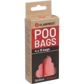 Flamingo Basic Waste Bags - Pastel Pink, Pack of 60 | Stylish & Tear-Resistant Dog Bags for Everyday Use