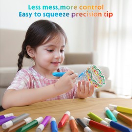 HBorna 48 Pcs Suncatcher Paint Pens for Kids Stained Glass Pigment Window Art Paint Pens Suncatcher Paint Crafts Sets for Kids(10ML Each,24 Colors)