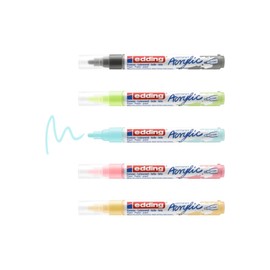 edding 5100 Acrylic Marker - Yellow Blue Green Rose Grey - Acrylic Paint Markers 5-Pack (Pastel) - Round tip 2-3mm - Acrylic Marker for Pebbles, Canvas and Wood - Acrylic Marker Waterproof