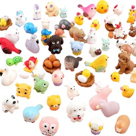 EDLMKM 50pcs Mini Resin Animals, Tiny Resin Animals, Colorful, Miniature Animal for Dollhouse Decor Accessories Garden Micro Landscape Aquarium Potted Tiny Homes(mixed)