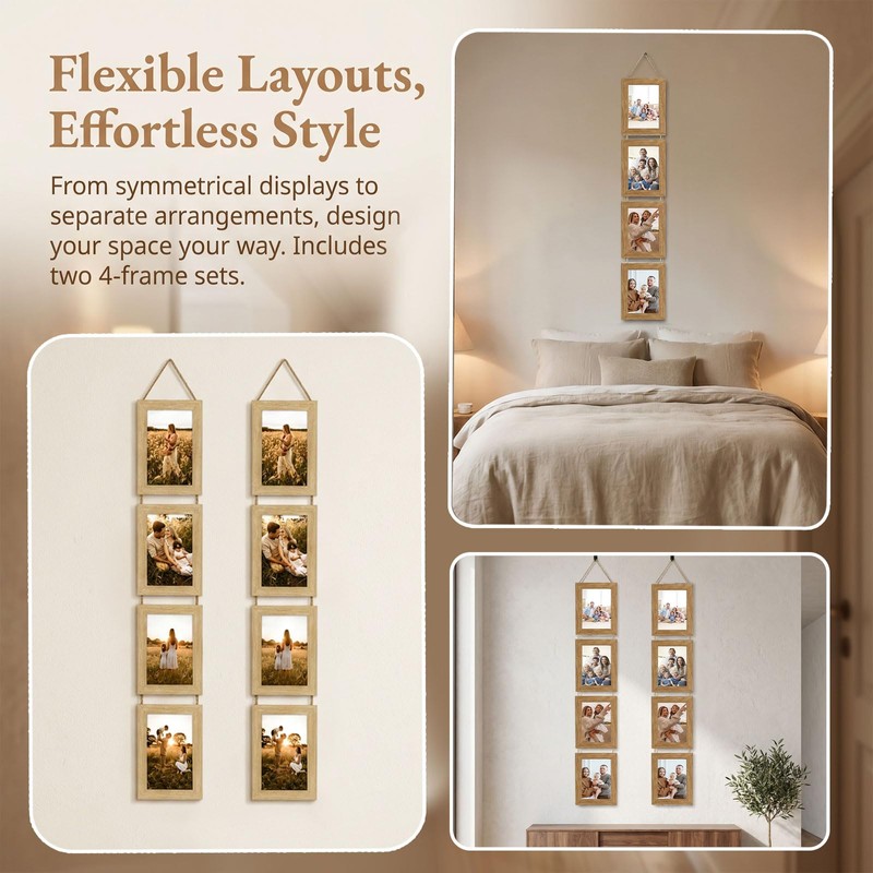 2 Pack Collage Picture Frame for 8 Photos, MDF Multi