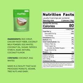 Numa Foods Creamy Coconut Taffy Candy – Dairy Free, Low Sugar Candy - Low Calorie & Natural Chewy Snack with Real MCT-Rich Coconut Milk, Gluten Free – 3 Bags with 10 Individually Wrapped Chews Each