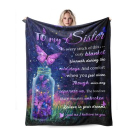Best Sister Gifts Blanket 50"x60" for Big Little Sis, Soft Cozy Flannel Custom Butterfly Throw Blanket, Ideal Soul Sisters Surprise on the Birthday Thanksgiving Day Christmas Valentines (butterfly)