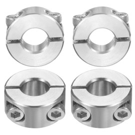 sourcing map 4 Pcs Double Split Shaft Collar 8mm Bore, Two Piece Clamping Collar 18mm OD 9mm Thickness, 304 Stainless Steel Set Screw Split Collar