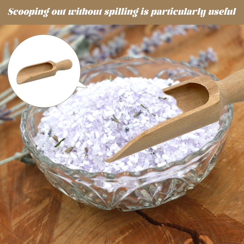 2 PCS Wooden Scoops,140mm Wood Bath Salt Scoops,Large Wooden Flour