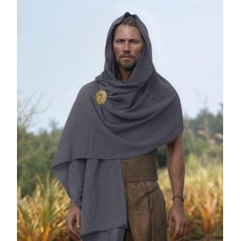 Auroeyfairy Post Apocalyptic Shawl Scarf Medieval Renaissance Cowl Cloak Retro Shaman Costume Scarf (Dark Grey)