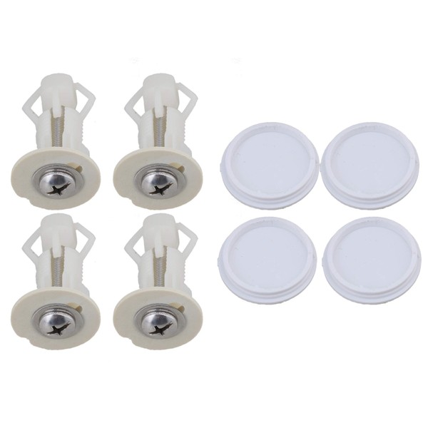 RDEXP White Plastic Toilet Seat Cover Hinge Blind Hole Nut