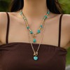 ALRNBY Layered Beaded Turquoise Choker Necklace for Women Gold Toggle