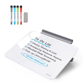 TSJ OFFICE Small Desktop Whiteboard - Glass Dry Erase Board 8 X 6 Inches Tabletop Easel Whiteboard with Stand, Desk Board Buddy for Artist, Teacher and Student