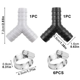 Mivanta 2pcs Y Shaped Washing Machine Waste Splitter with Hose Connectors and Clamps, Double Waste Pipe Connector for Dishwasher, Fits 16-27mm Drain Hoses, Heat & Chemical Resistant