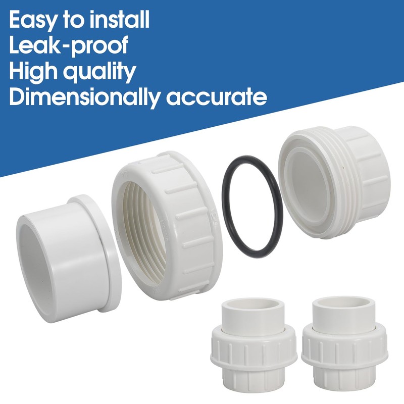 2" PVC Union Coupling Pipe Fitting PVC Adapter Schedule 40,