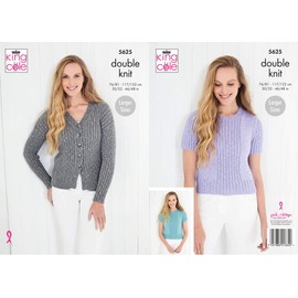 King Cole 5625 Knitting Pattern Womens Ribbed Cardigans and Summer Tops in Cotton Top DK