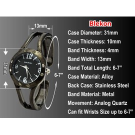 Blekon Collections Women's 31mm Case Cut-Crystal Bezel Bangle Watch (Brushed-Silver)