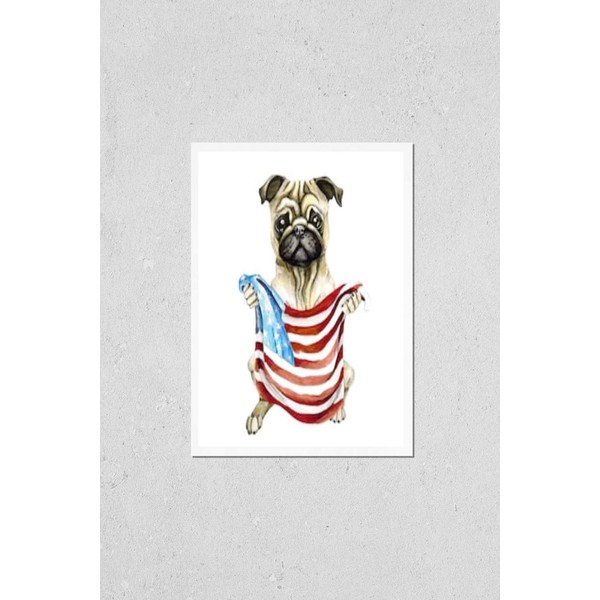 HardPress Wall Art Poster Print of Dog Breed Pug Holding