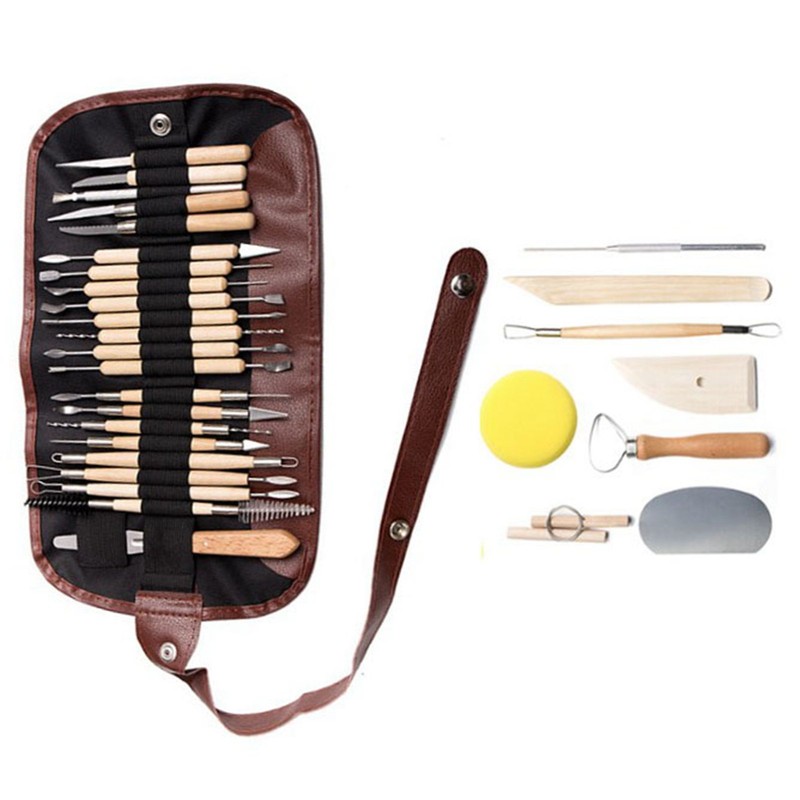 30Pcs Sculpting Tool Pottery Clay Double Ended Wooden Handle Ceramic