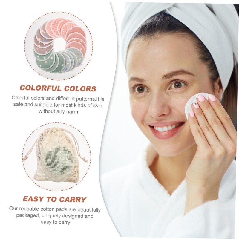 Healvian 1Set Bamboo Fiber Makeup Remover Pads Reusable Rounds for