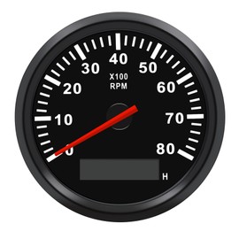 Marine Tachometer Gauge Waterproof 8000RPM Tacho Meter with LCD Digital Hour Meter Red Backlight for Car Truck Boat 85MM RPM Gauge 12V/24V
