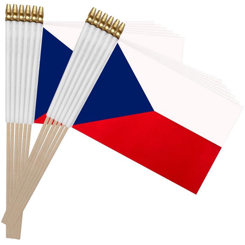 TSMD Czech Republic Stick Flag Czechia Small Mini Hand Held