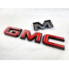 Auto Front Only GMC Gloss Black Red OVERLAY Emblem Badge