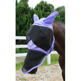 T TEKE Fine Mesh Horse Fly Mask w/Ears & Nose, UV blocking 3D Eye Visor with extra fleece cushioned forehead, Protection from Insect Pests
